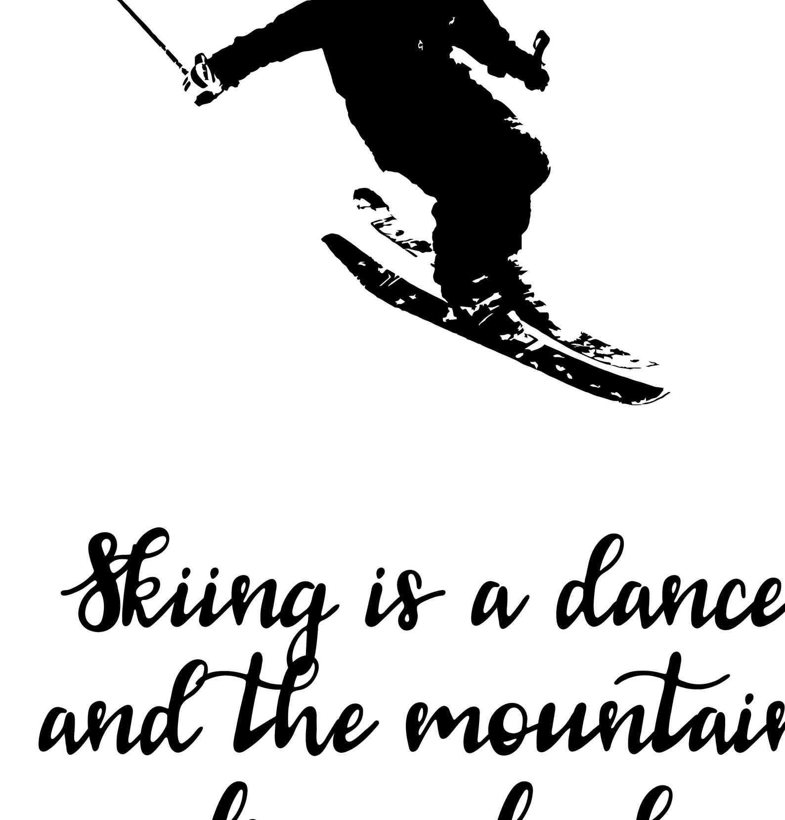 SkiZitat, SkiZitate, Skifahren Wandkunst, Skifahren Zeichen Spruch