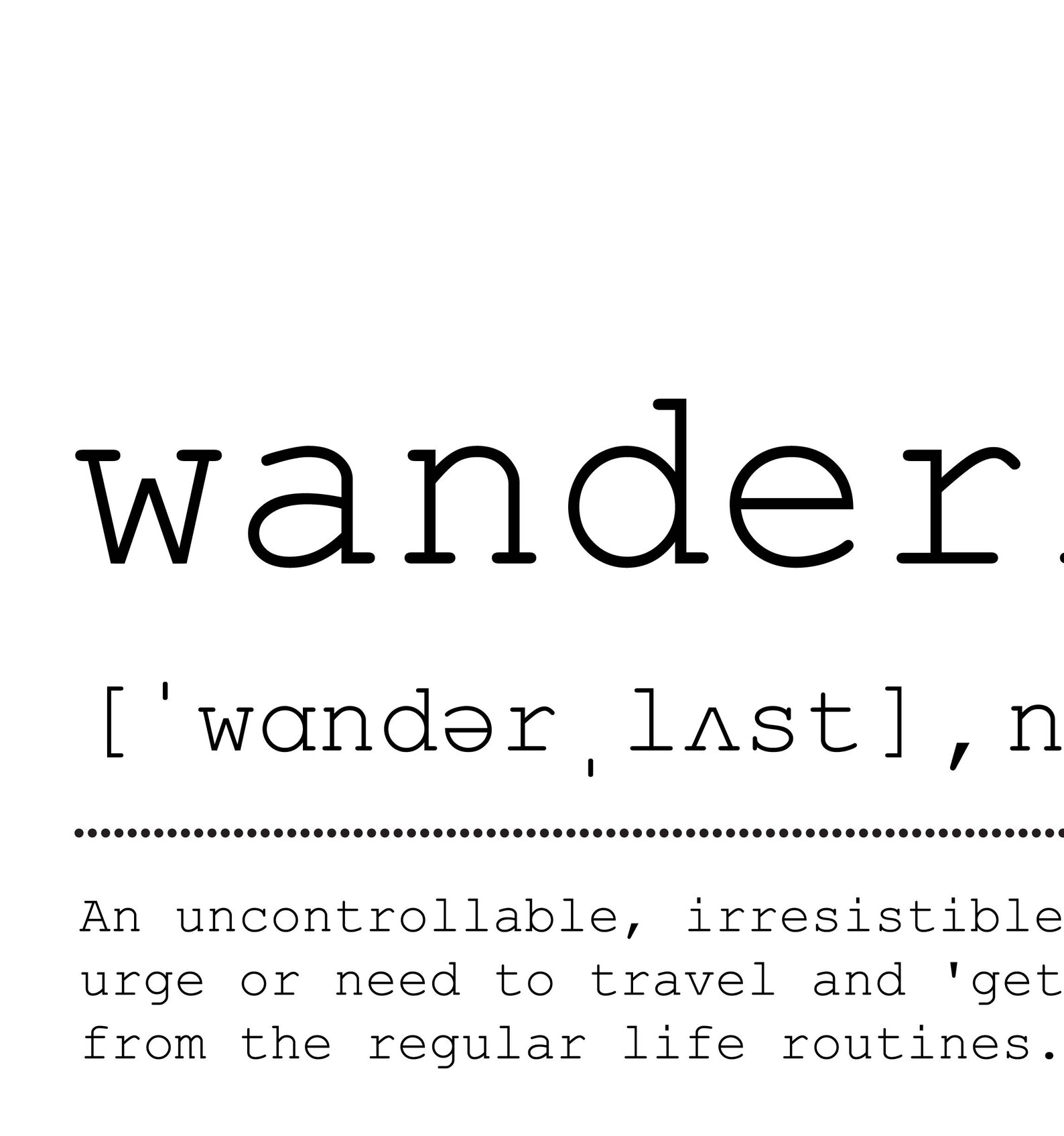 Wanderlust Definition Print Decor Printable Wall Art Minimalist