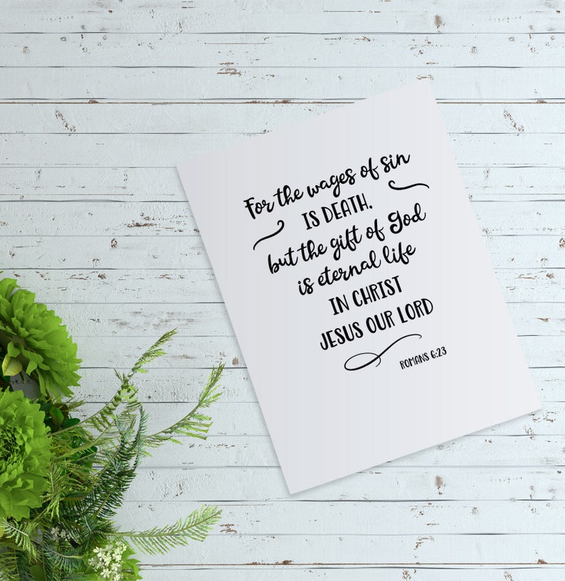 Romans 623 Christmas Bible Verse Romans 6v23 print Romans Etsy