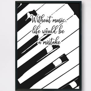 Quote about Music, Gift for Musician, Music wall art, Gift for music lover, Music art print, Musician print, Piano Print, Instant Download image 2