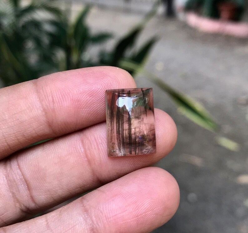 NaturalInternal Striped Design TransparentRectangleSingleLooseGemstone Scapolite Cabochon. AA
