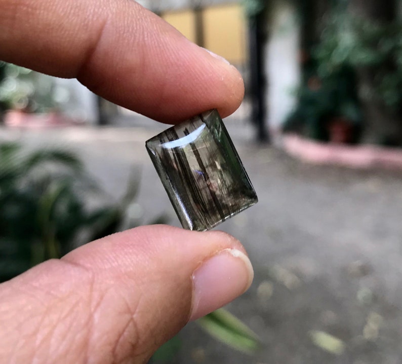 NaturalInternal Striped Design TransparentRectangleSingleLooseGemstone Scapolite Cabochon. AA