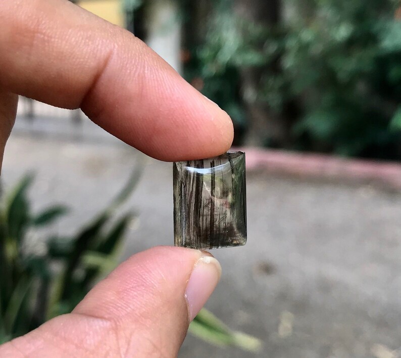 NaturalInternal Striped Design TransparentRectangleSingleLooseGemstone Scapolite Cabochon. AA