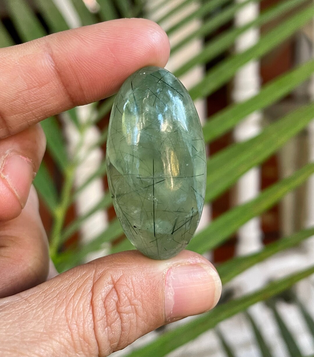 Natural Mint Green Gemstone Prehnite Epidote Shiva Shape / Shivalingam