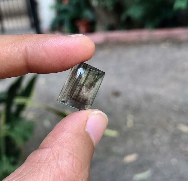 NaturalInternal Striped Design TransparentRectangleSingleLooseGemstone Scapolite Cabochon. AA
