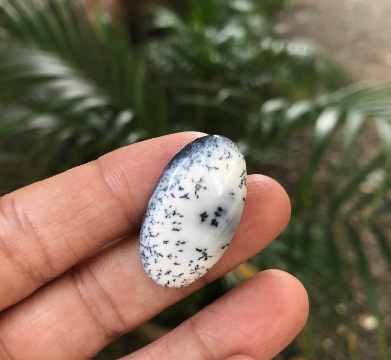 AA Natural Oval ShapeTranslucentSingleLooseGemstone Dendrite Cabochon.