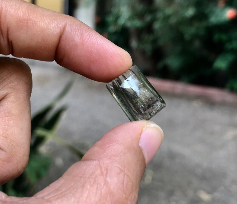 NaturalInternal Striped Design TransparentRectangleSingleLooseGemstone Scapolite Cabochon. AA