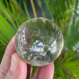 Beautiful Transparent Natural Himalayan Clear Quartz / Himalayan Crystal Sphere / Ball With Rainbows.