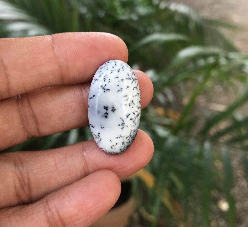 AA Natural Oval ShapeTranslucentSingleLooseGemstone Dendrite Cabochon.