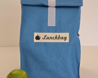 Lunchbag "Farbe uni blau",  Zero waste, waschbar, lebensmittelecht, verpackungsfrei, Brotzeittüte, Vespertasche, Geschenkidee, Nachhaltig