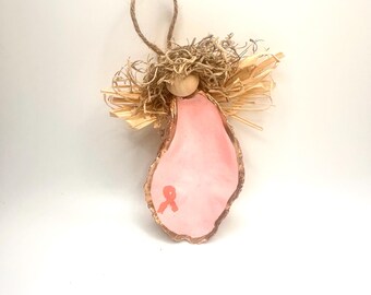 Adorno de ángel de cinta rosa