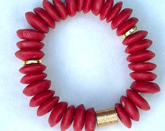 Pulsera de cuentas rojas, cuentas africanas de cristal, Estados Unidos, Día del Juego, 4 de julio