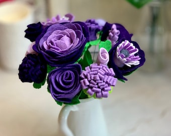 Purple Felt Flower Bouquet: Handmade Home Decor