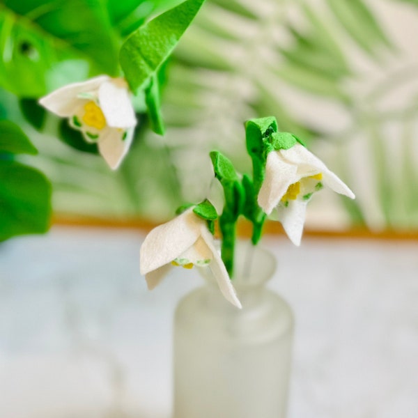 White Felt Snowdrops, Spring Flowers