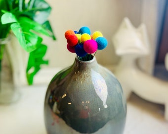 Rainbow Felt Ball Flowers, Decorative Pom Pom Flower Bouquet