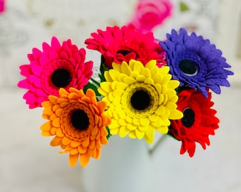 Rainbow Felt Gerbera Daisies