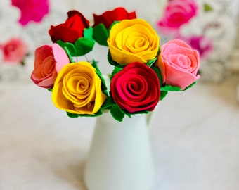Colourful Felt Roses in Any Colour