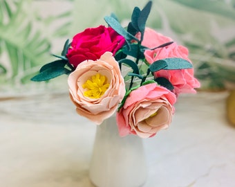 Felt Tree Peony Bouquet with Sage - Ideal Easter Decor