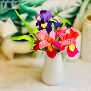 Felt Iris Flower Bouquet with Willow Branches, Perfect Home Decor or Nursery Decor