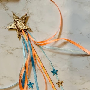 Multicoloured Fairy Princess Wand with Embellished Star Studded Ribbons