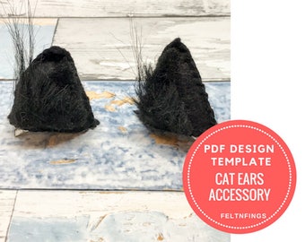 Printable Felt and Faux Fur Cat Ear Tutorial with Pattern