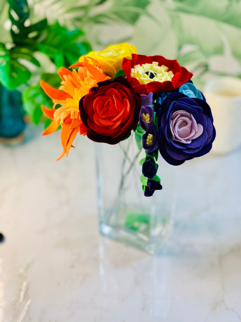 Rainbow Felt Flower Flower Arrangement Based on the Chakras image 6