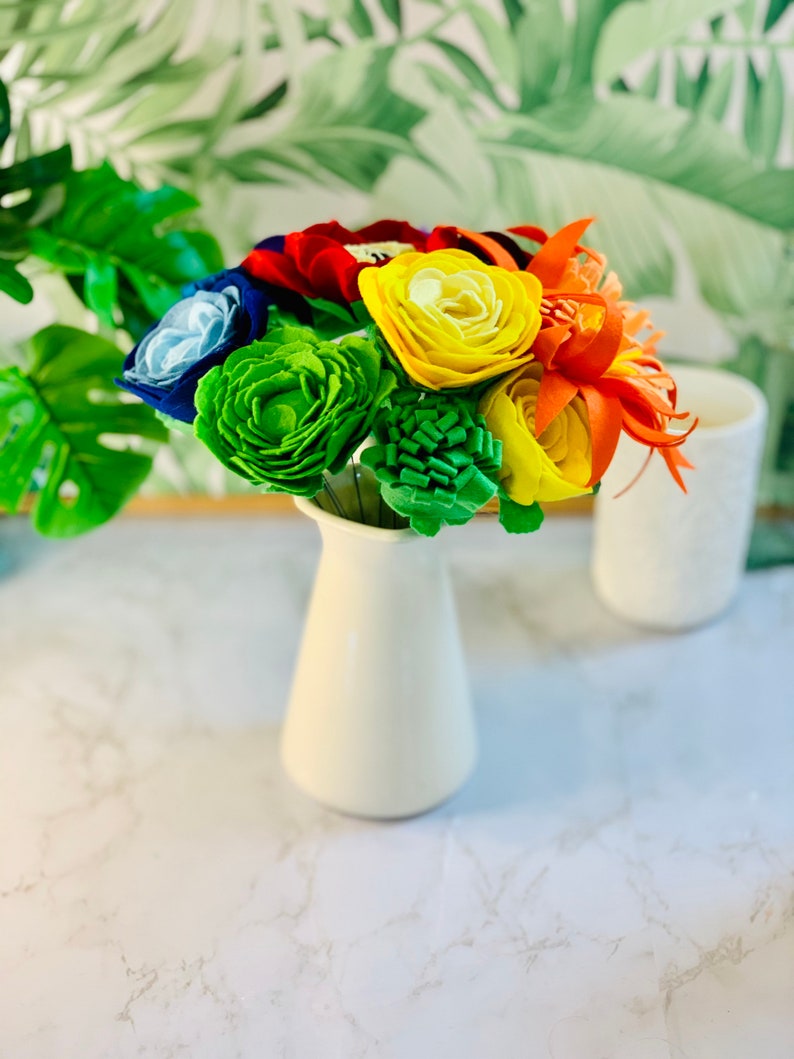 Rainbow Felt Flower Flower Arrangement Based on the Chakras image 4