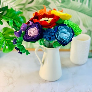 Rainbow Felt Flower Flower Arrangement Based on the Chakras image 1