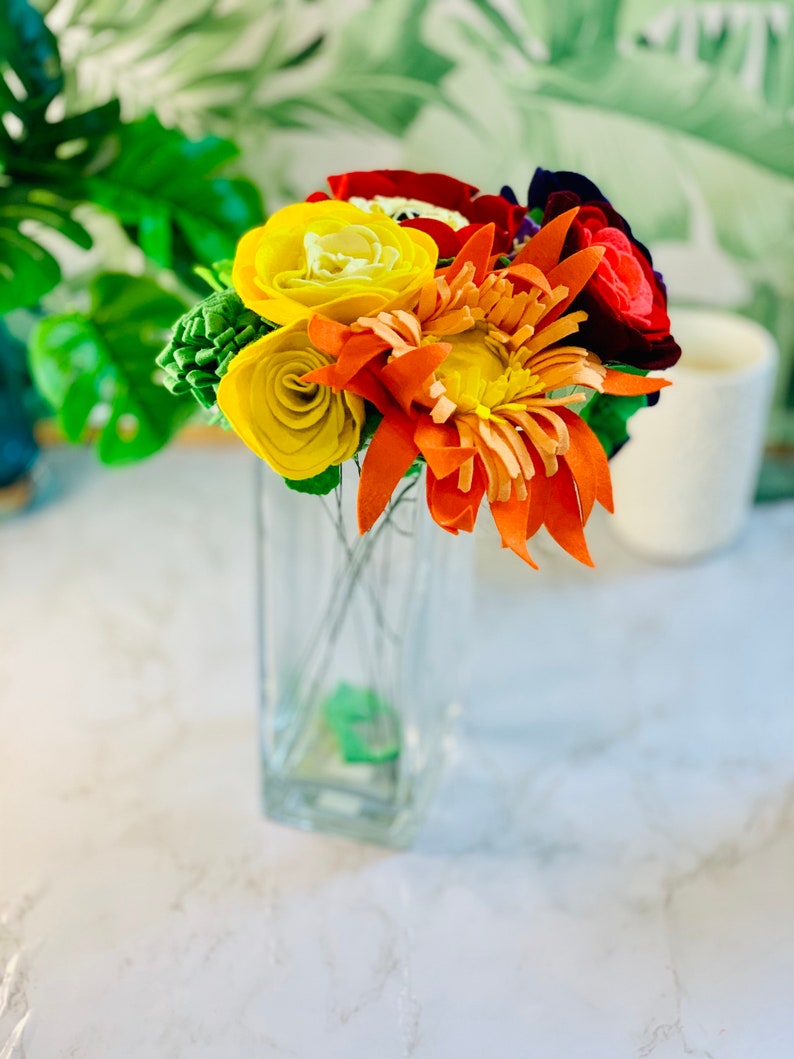 Rainbow Felt Flower Flower Arrangement Based on the Chakras image 8