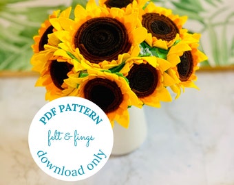 PDF Download Printable Felt SUNFLOWER Tutorial