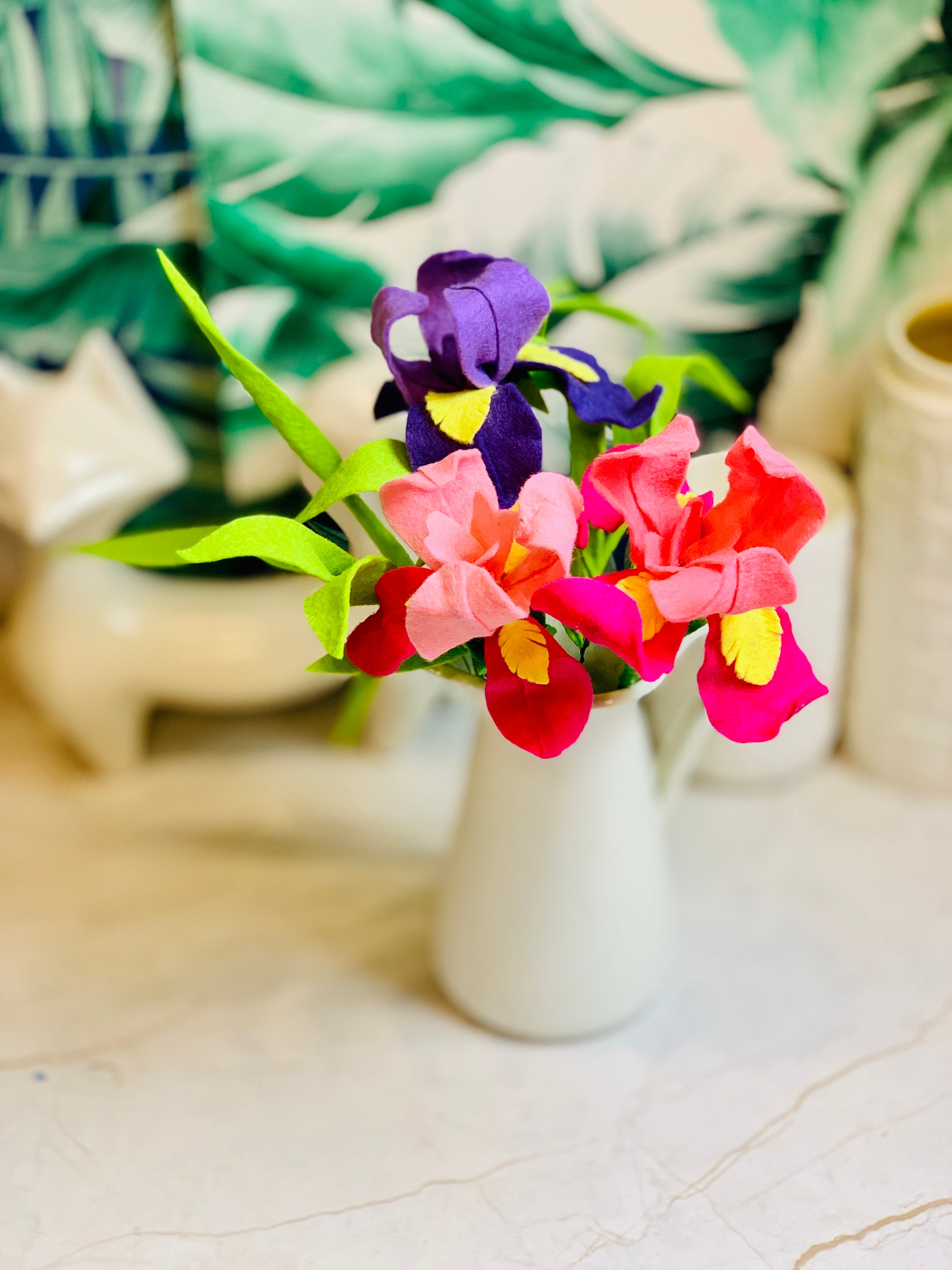 Felt Iris Flower Bouquet with Willow Branches Perfect Home Etsy