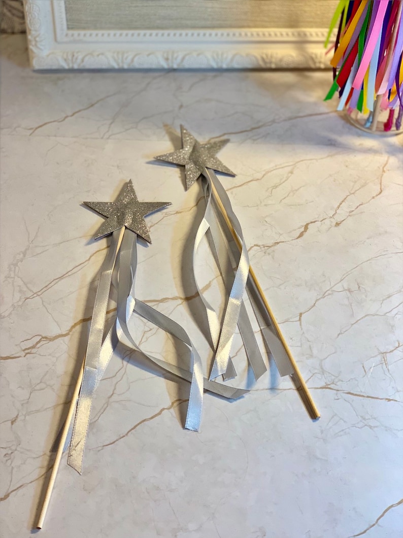 Perfect as Costume Accessory or Flower Girl Wand Simple Glitter Star Fairy Wand