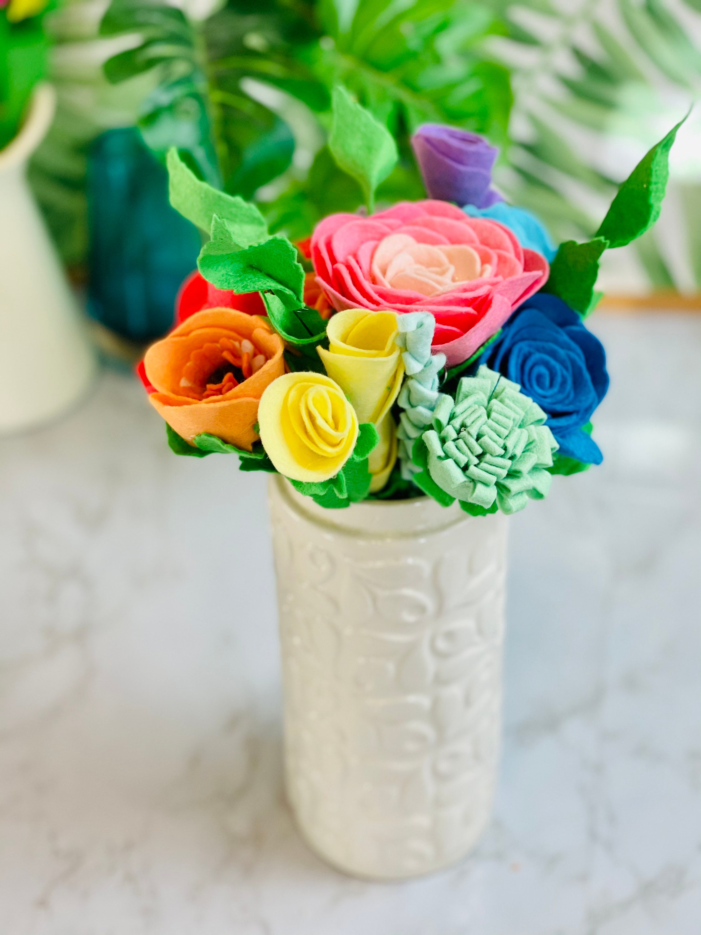 Pastel Rainbow Felt Flowers Floral Home Decor Artificial Etsy