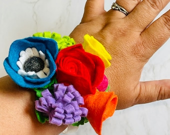 Rainbow Floral Wrist Corsage/Brooch - Ideal Bridesmaid or Flower Girl Wedding Flowers
