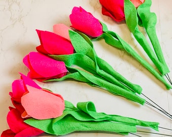 Handmade Felt Tulip Bouquet: Spring Floral Home Decor