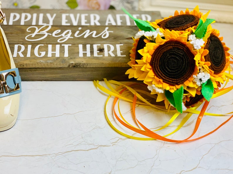 Simple Sunflower Wedding Bouquet
