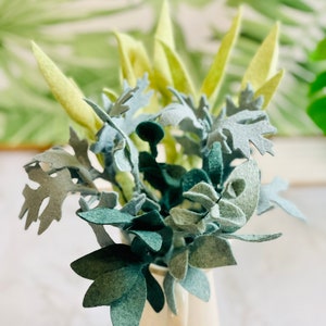Faux Foliage Arrangement in Felt with Sage, Eucalyptus, Grass and Dusty Millar