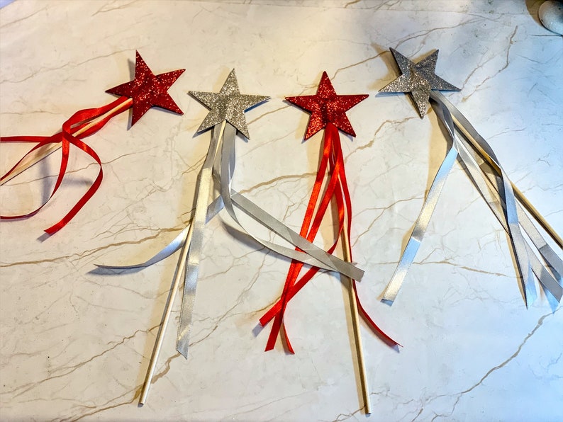 Perfect as Costume Accessory or Flower Girl Wand Simple Glitter Star Fairy Wand