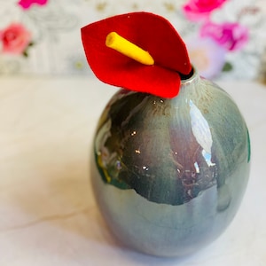 Tropical Felt Anthurium Flower Stem: Handmade Floral Arrangement