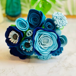 Blue Felt Flowers