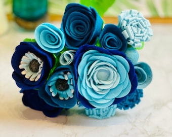 Blue Felt Flowers