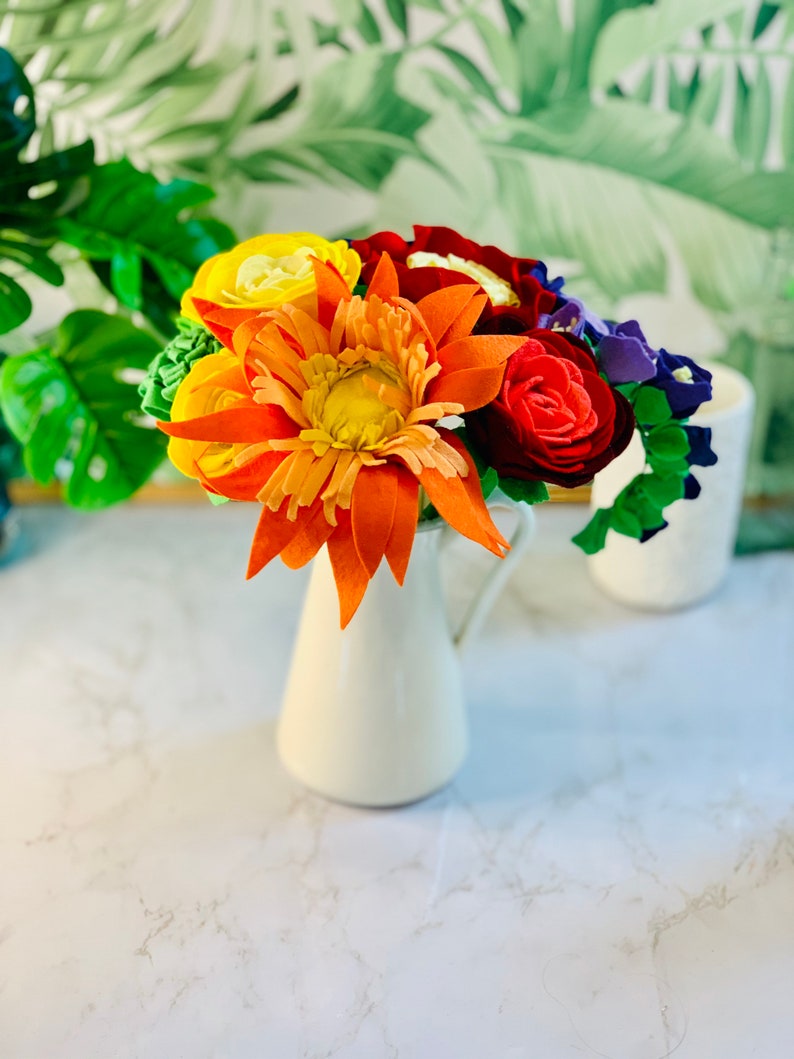 Rainbow Felt Flower Flower Arrangement Based on the Chakras image 2