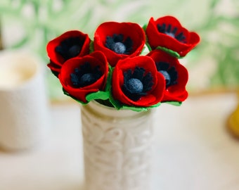 Red Felt Poppies