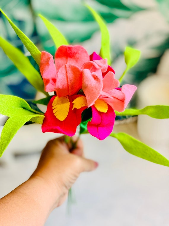 Two Felt Iris Flowers With Willow Branches Perfect Home Decor Etsy