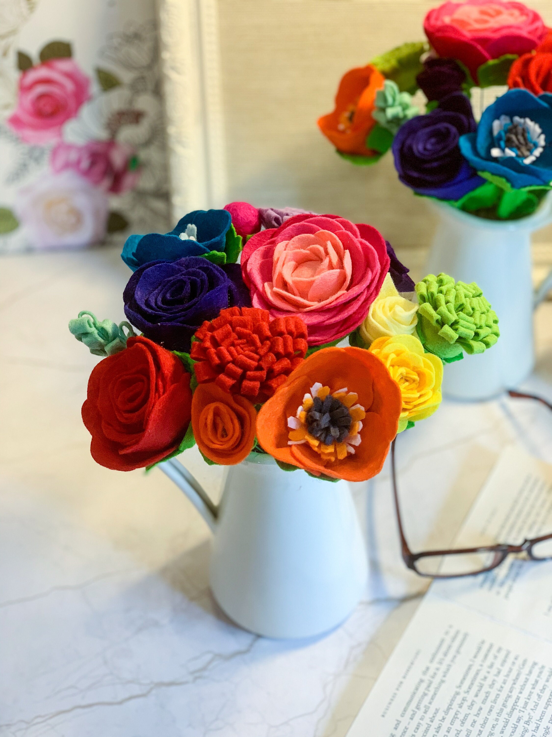 Rainbow Felt Flowers Artificial Flowers Boho or Floral Home | Etsy UK