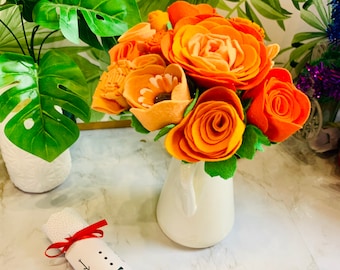 Burnt Orange Felt Flowers - Stunning Fall Decor