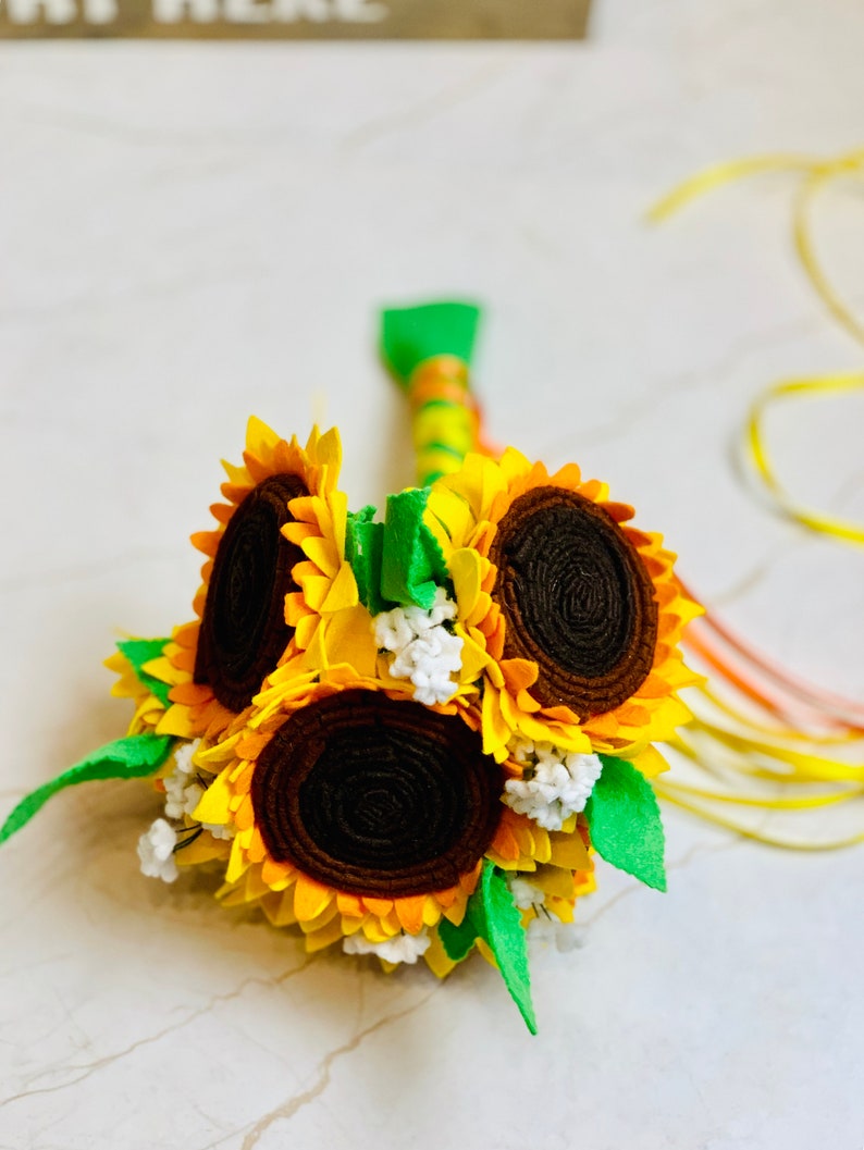 Simple Sunflower Wedding Bouquet