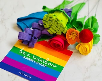 Rainbow Flower Posy - Small Flower Arrangement with Added Note - Thank You Gift, Thinking of You Gift, Positivity Gift