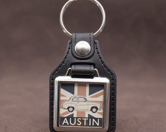Austin A30 / A35 Keyring – Classic 1950s Austin Saloon Medallion Keychain Gift