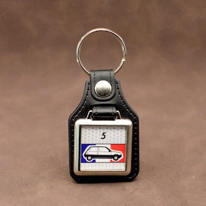 Renault 5 Mk2 Keyring - Leatherette & Chrome Keyfob